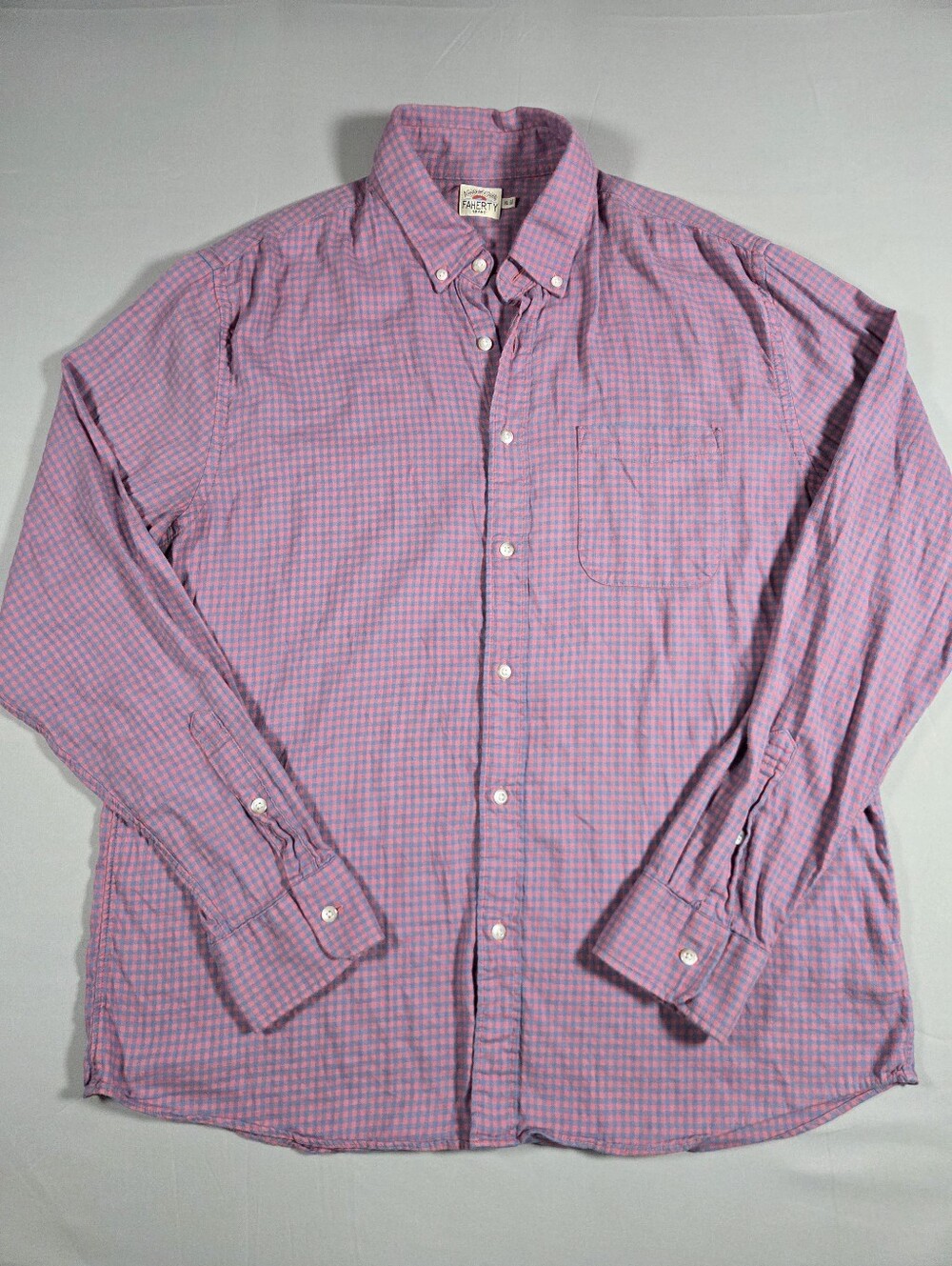 Faherty Legend Shirt Mens XL Super Soft Red Blue Gingham Plaid Flannel Shirt